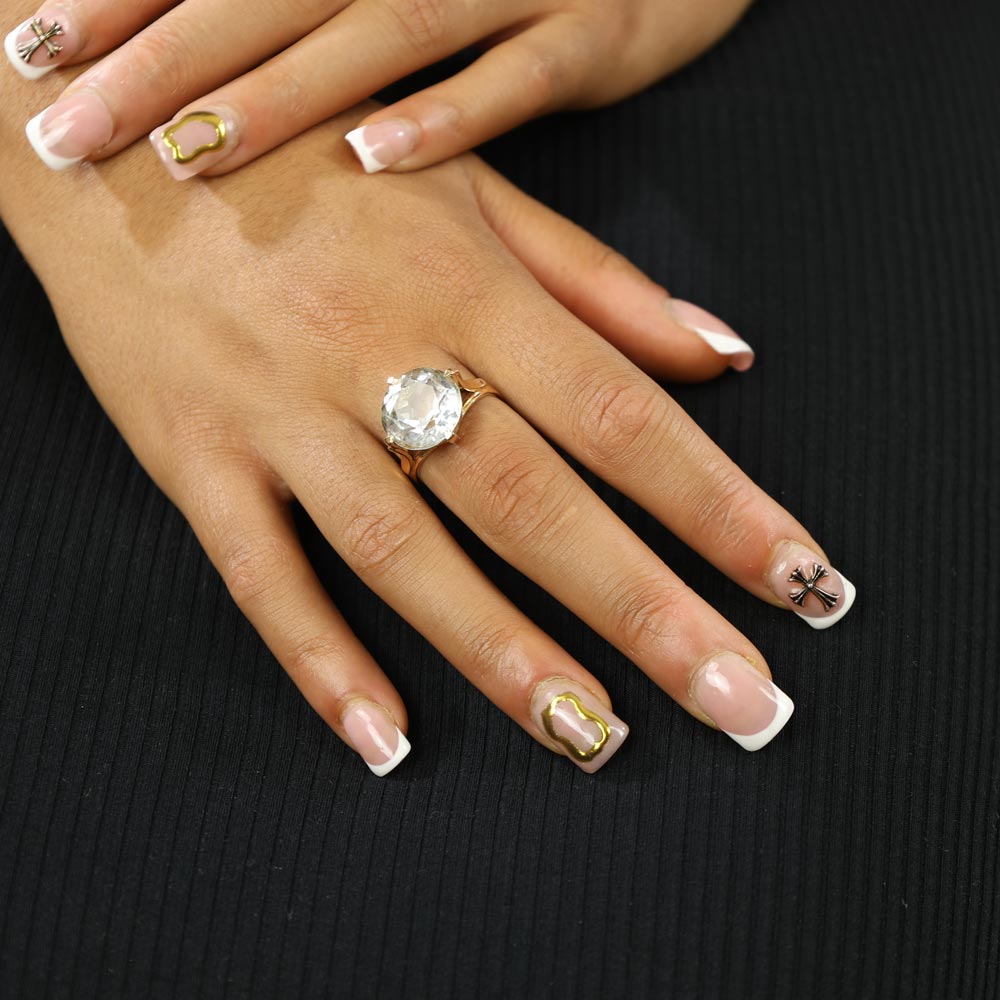 Bague en Or jaune 18k avec Cristal de roche (Quartz)