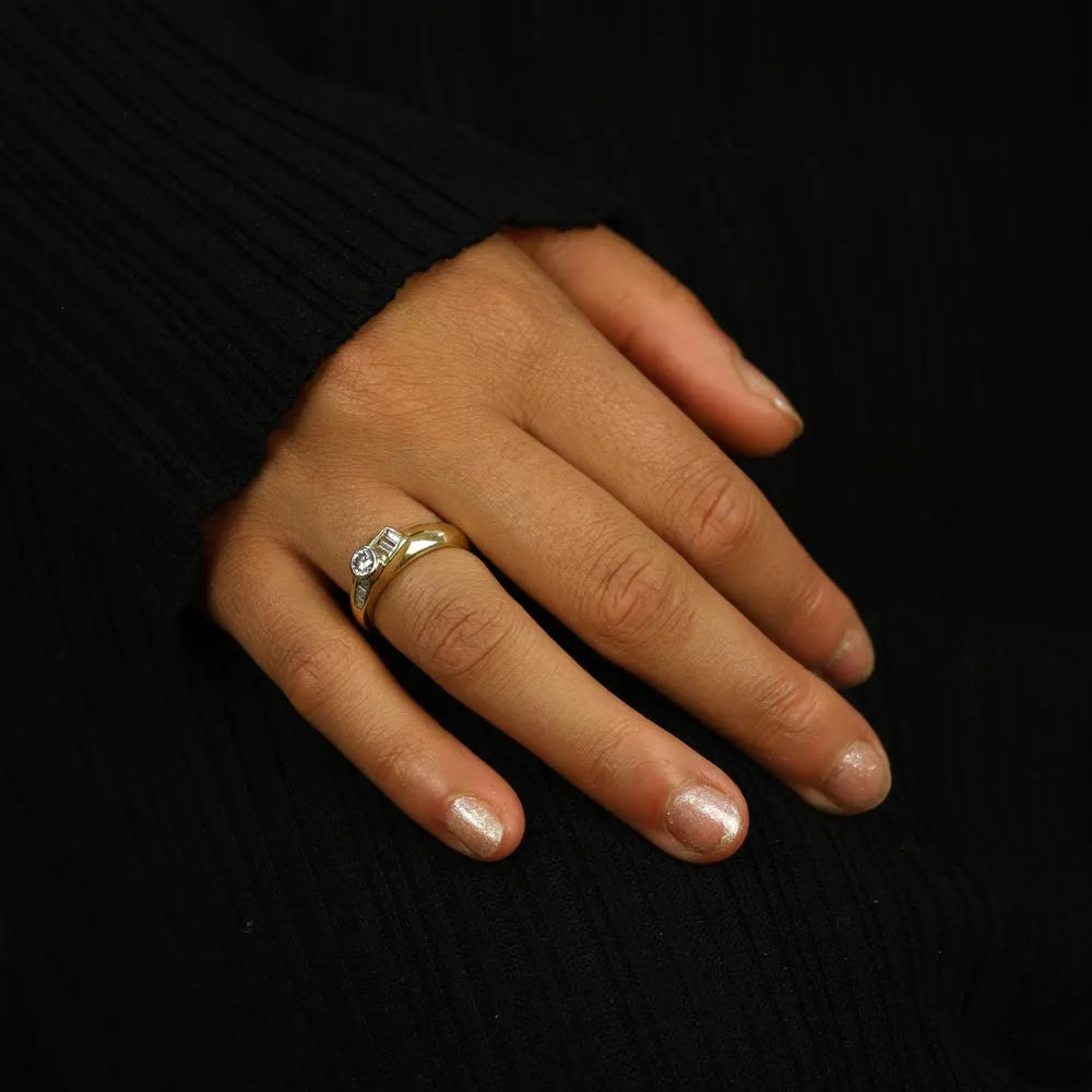 Bague en Or jaune 18k avec Diamants
