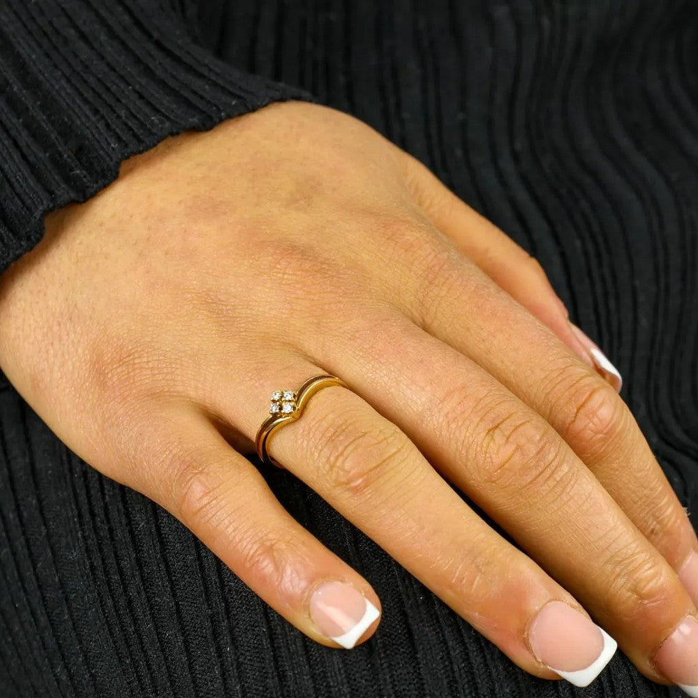 Bague en Or jaune 18k avec Diamants