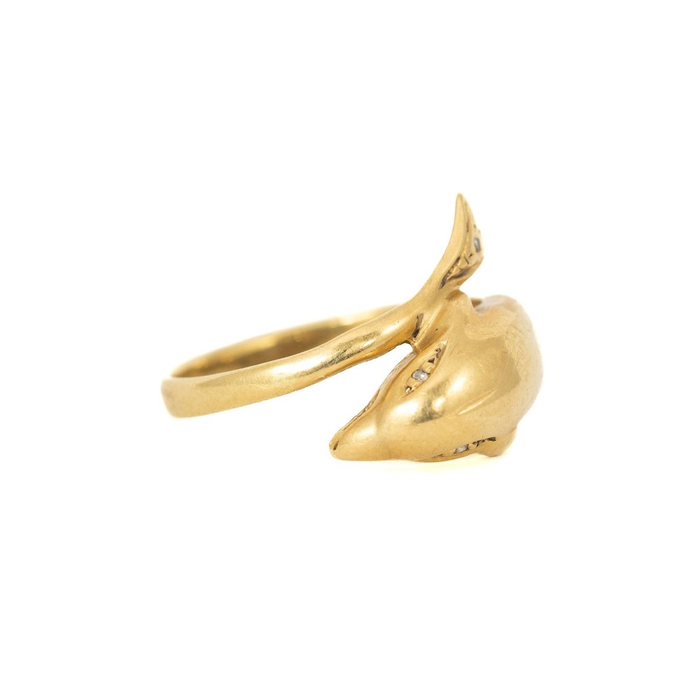 Bague en Or jaune 18k avec Diamants - Style "Dauphin"