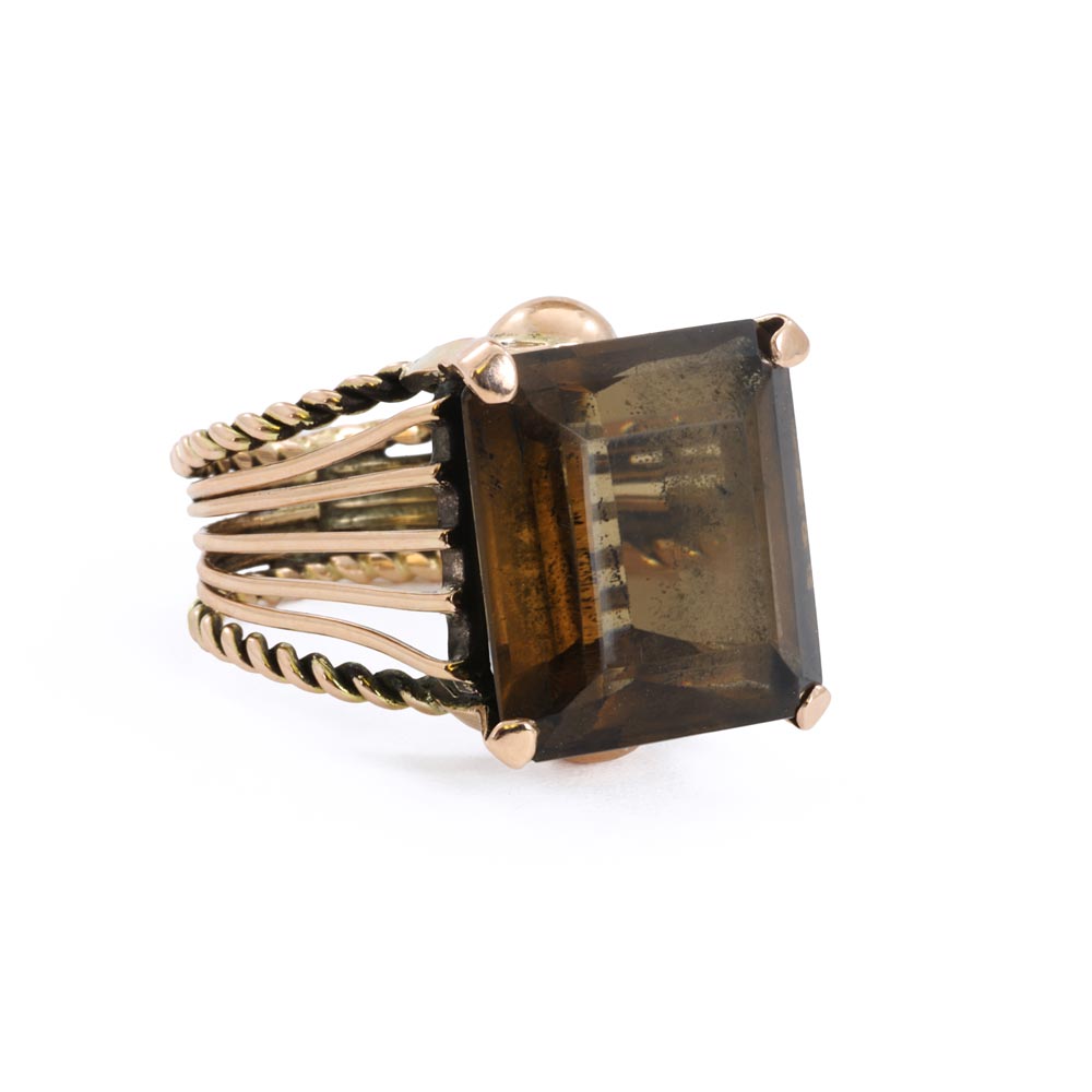 18k Yellow Gold Ring with Smoky Quartz