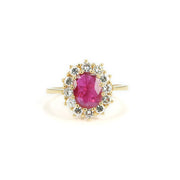Bague en Or jaune 18k avec Rubis et Diamants