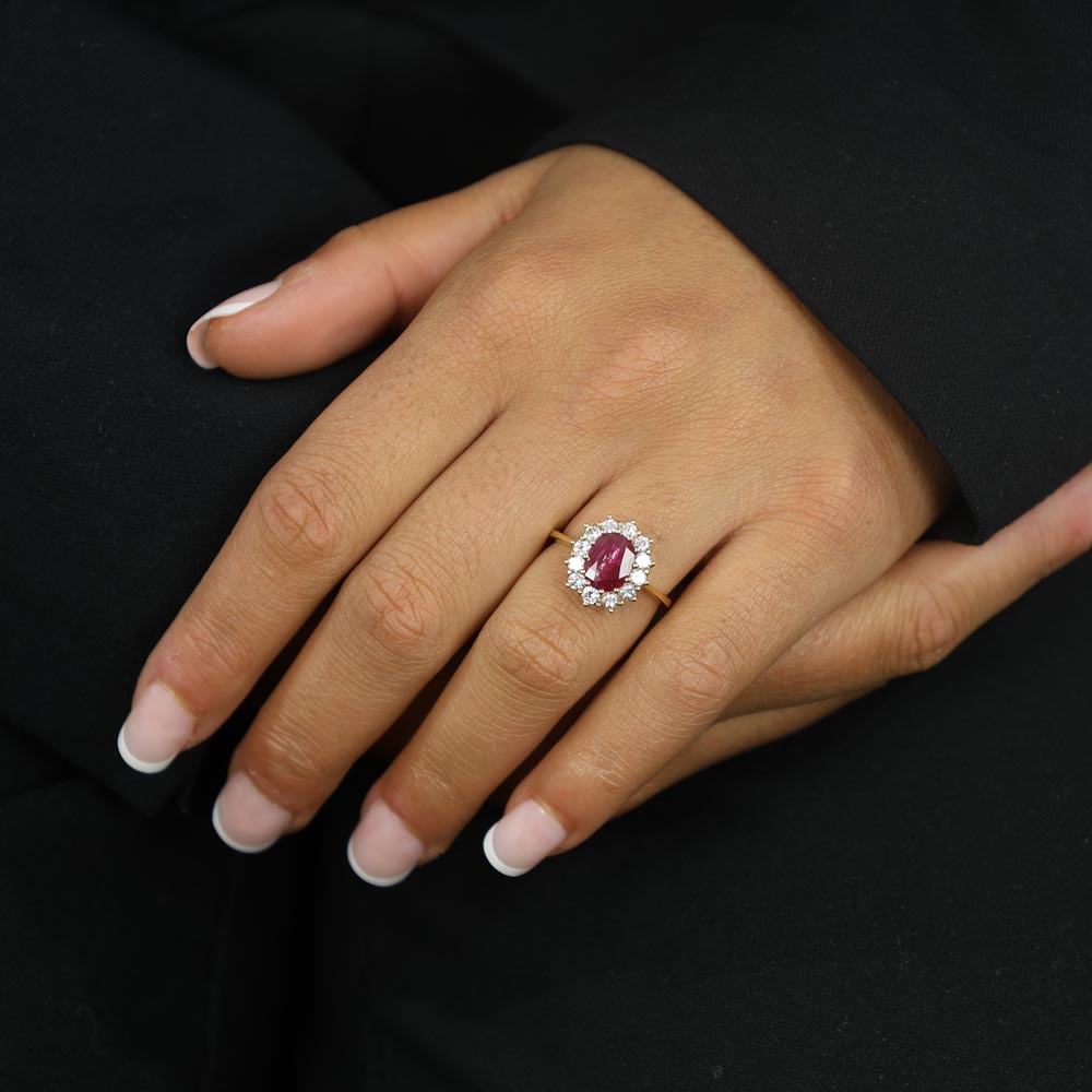Bague en Or jaune 18k avec Rubis et Diamants