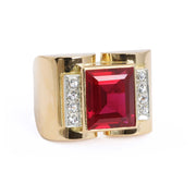 Bague en Or jaune 18k avec Rubis synthétique