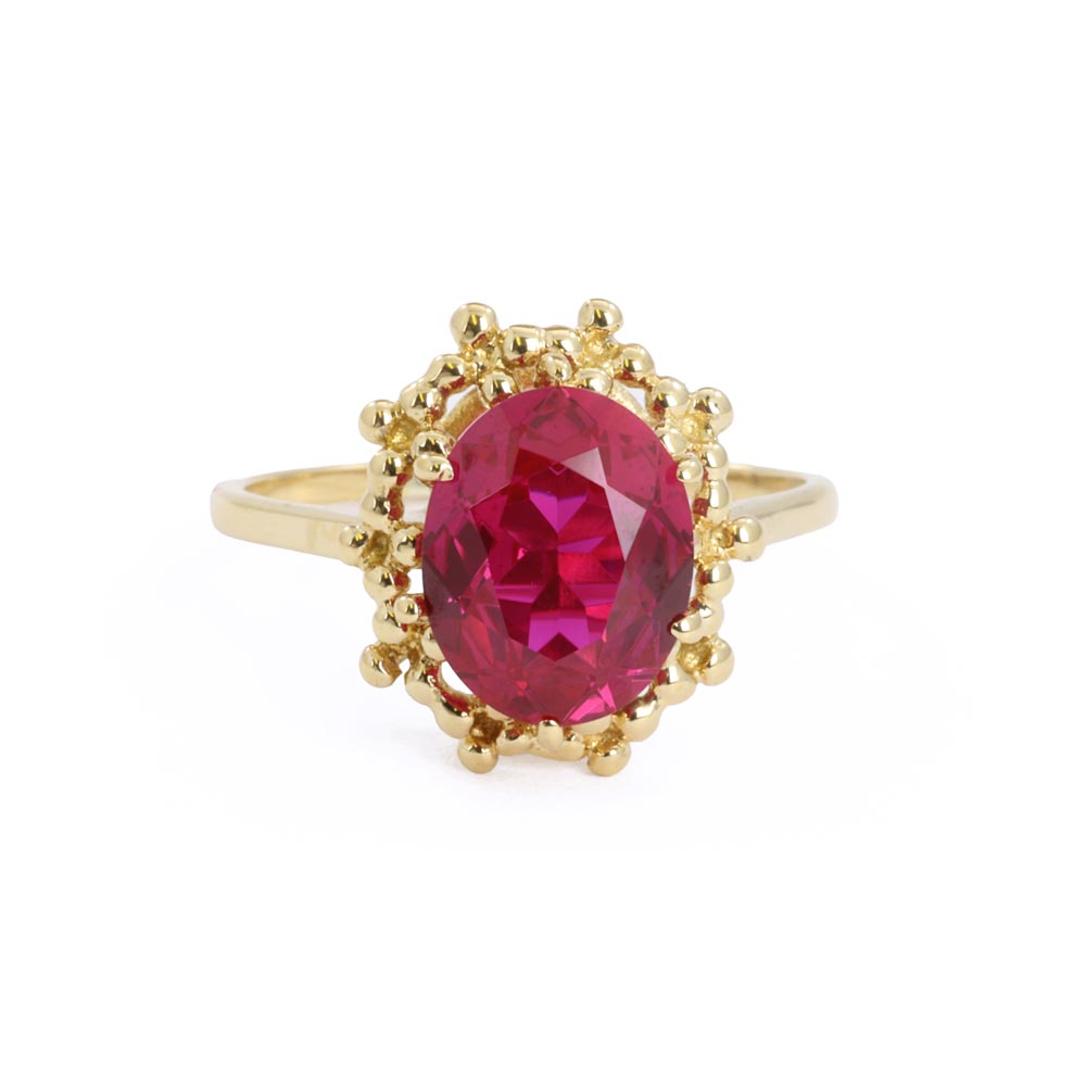 Bague en Or jaune 18k avec Rubis synthétique