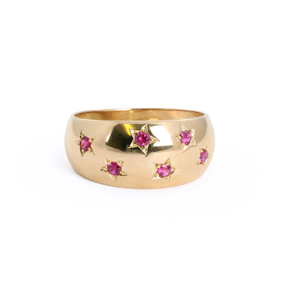 Bague en Or jaune 18k avec Rubis synthétiques