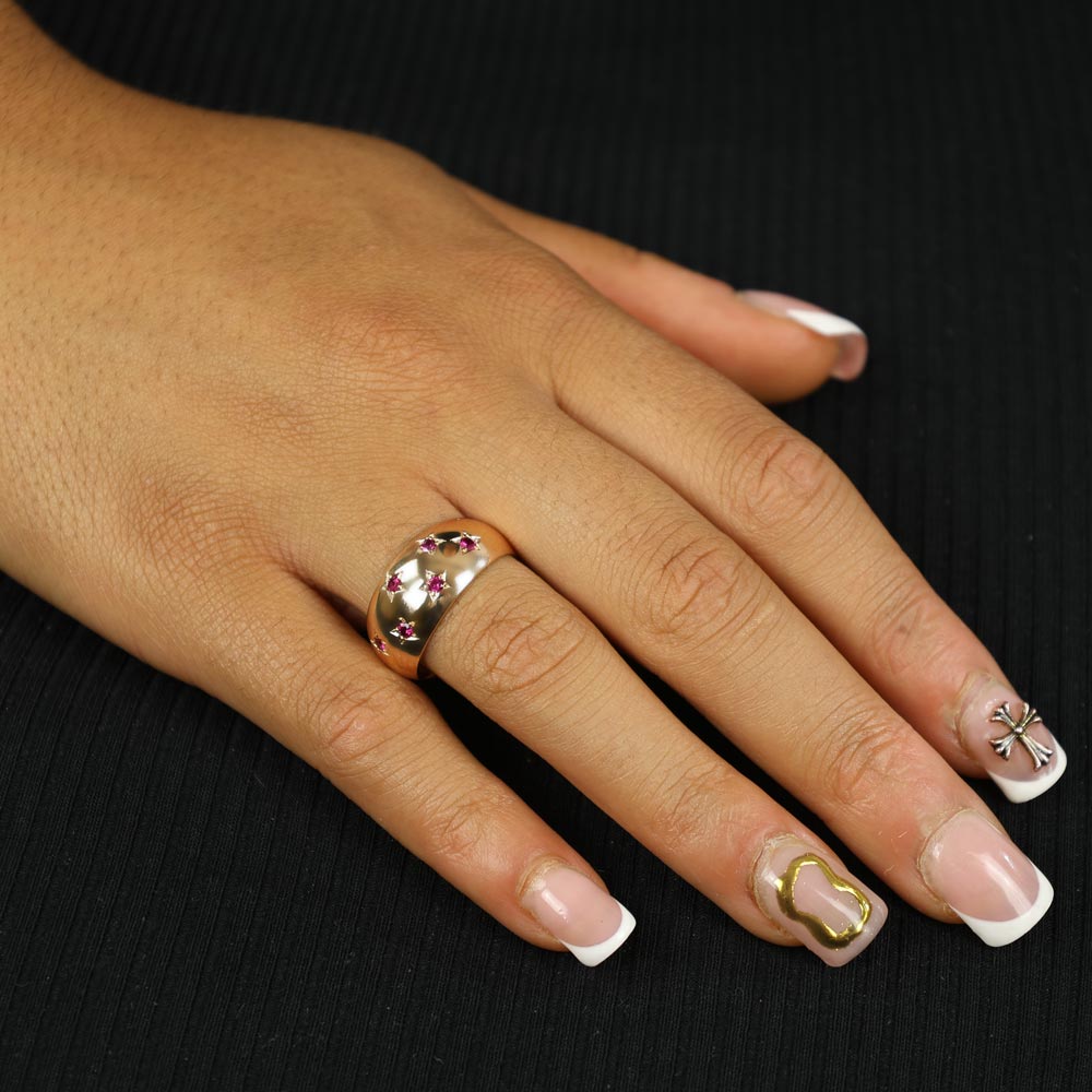 Bague en Or jaune 18k avec Rubis synthétiques