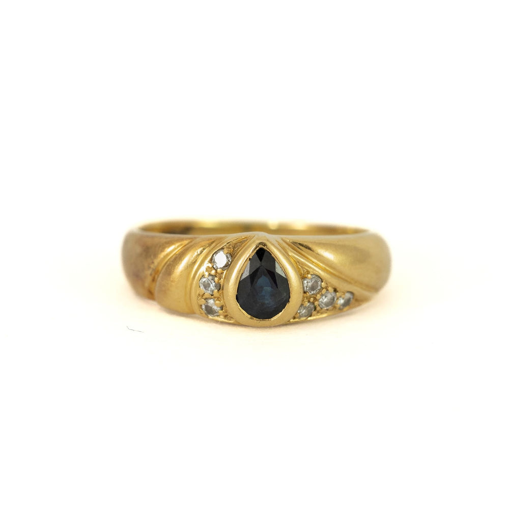Bague en Or jaune 18k avec Saphir et Diamants