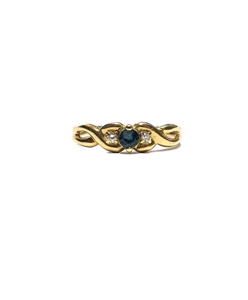 Bague en Or jaune 18k avec Saphir et Diamants