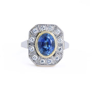 Bague en Or jaune 18k avec Saphir et Diamants