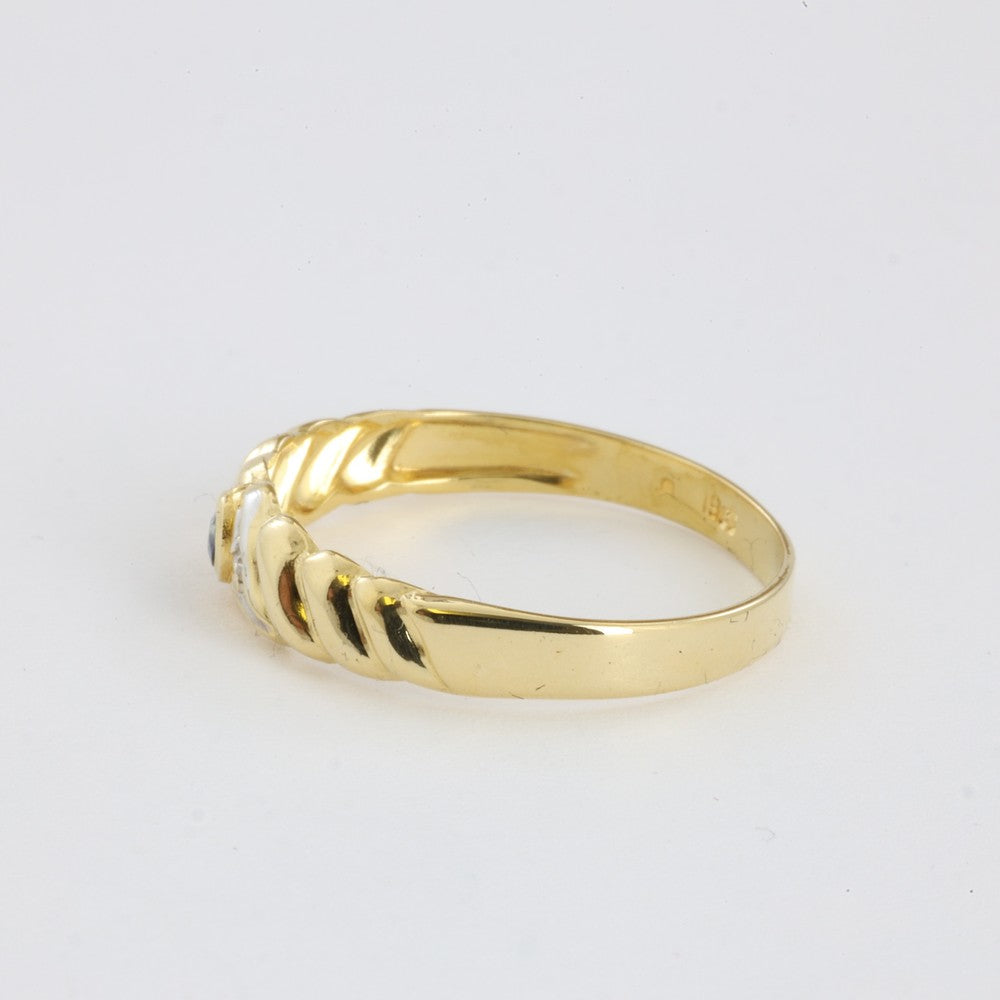 Bague en Or jaune 18k avec Saphir et Zirconiums