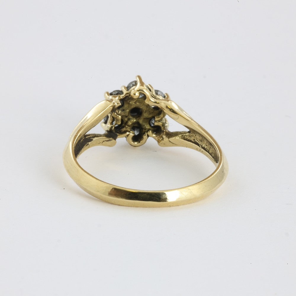 Bague en Or jaune 18k avec Saphir et Zirconiums