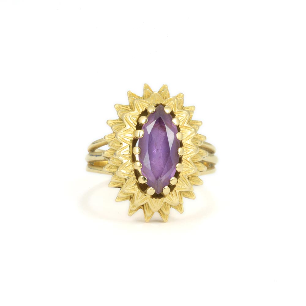 Bague en Or jaune 18k avec Saphir synthétique