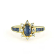 Bague en Or jaune 18k avec Saphirs et Diamants