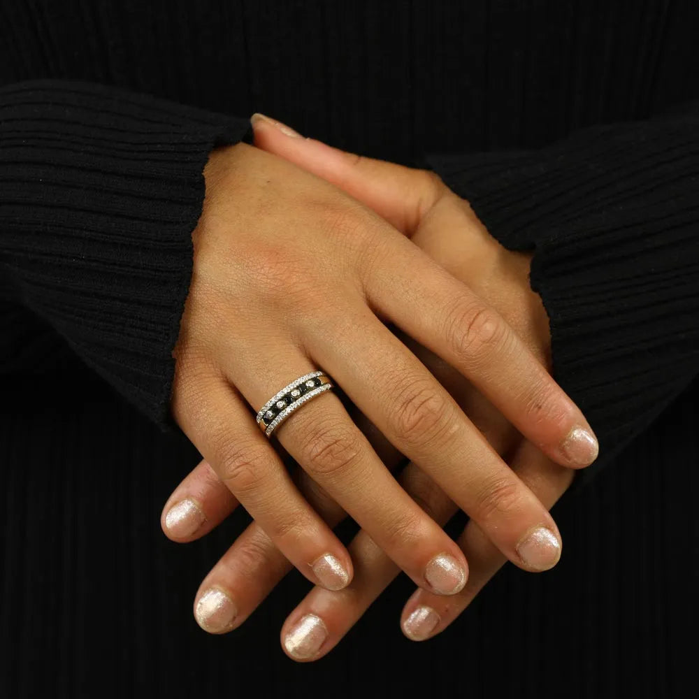 Bague en Or jaune 18k avec Saphirs et Diamants