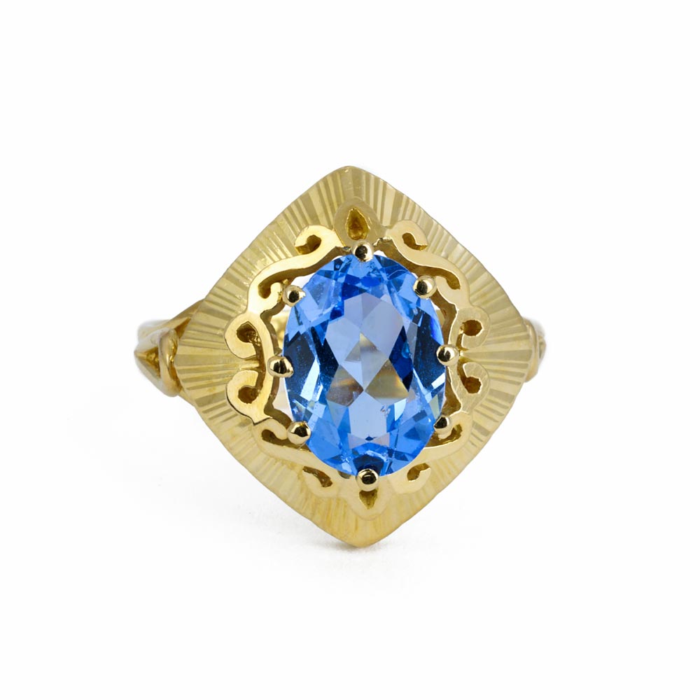 Bague en Or jaune 18k avec Spinelle synthétique