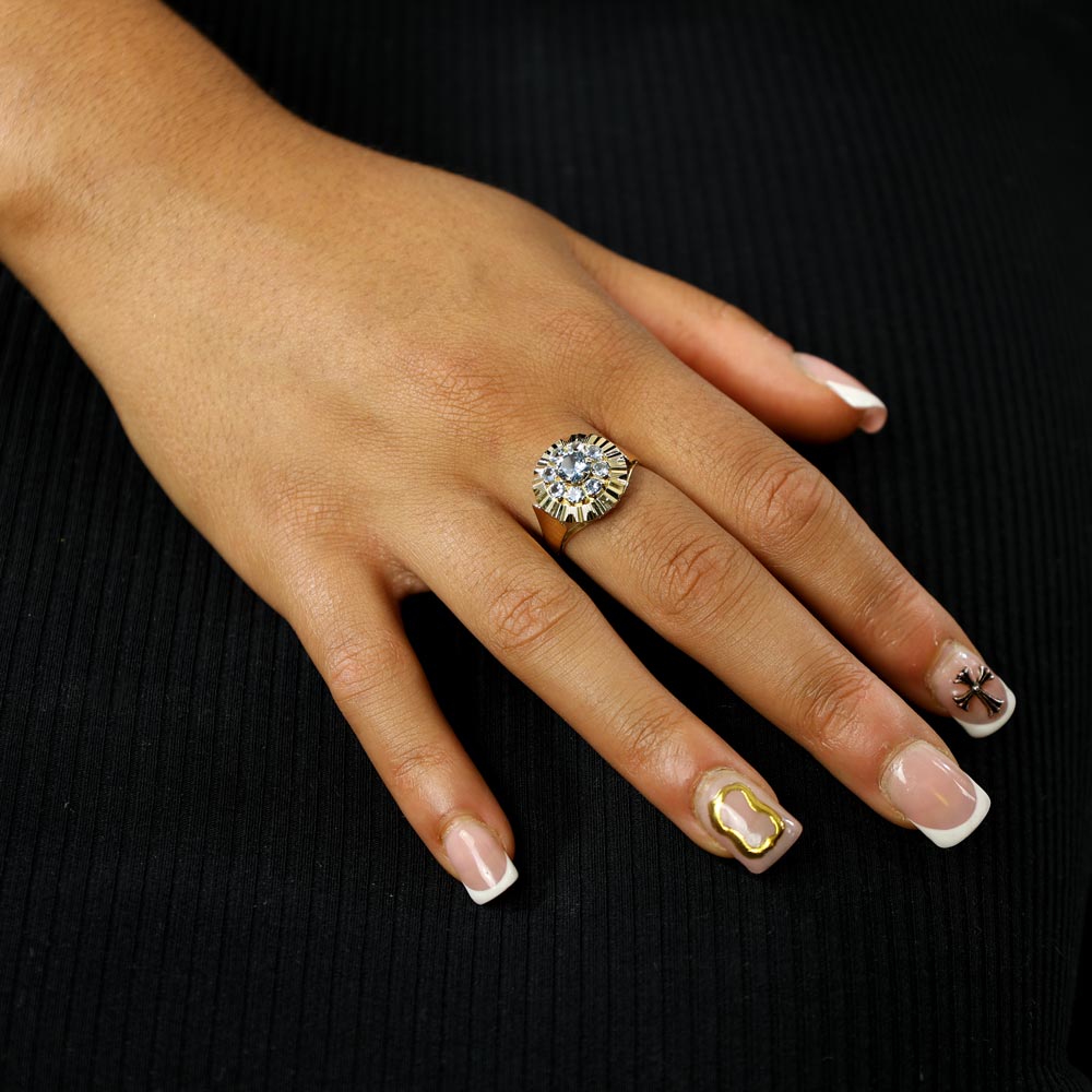 Bague en Or jaune 18k avec Spinelles synthétiques