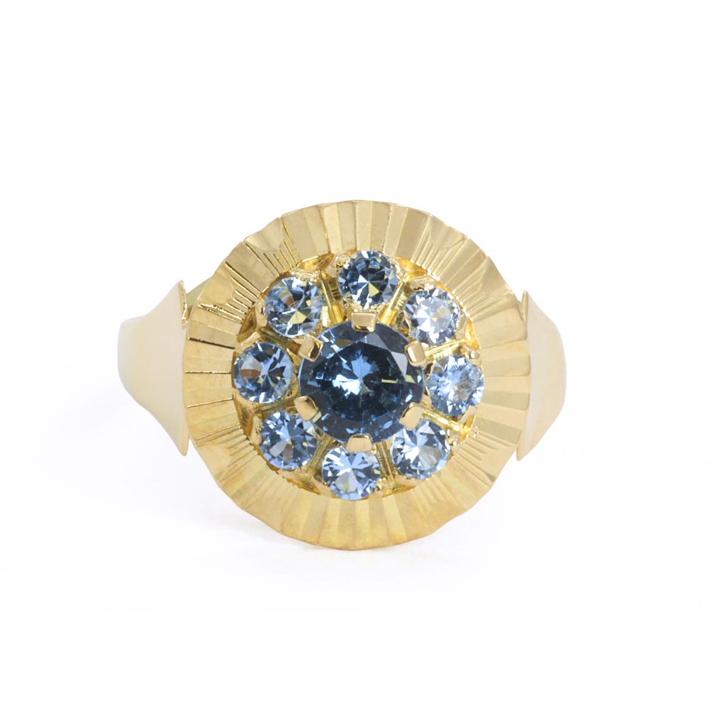 Bague en Or jaune 18k avec Spinelles synthétiques