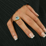 Bague en Or jaune 18k avec Topaze et Diamants