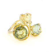 Bague en Or jaune 18k avec Topaze, Aigue-marine et Citrine