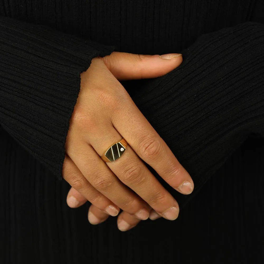 Bague en Or jaune 18k avec Zirconium