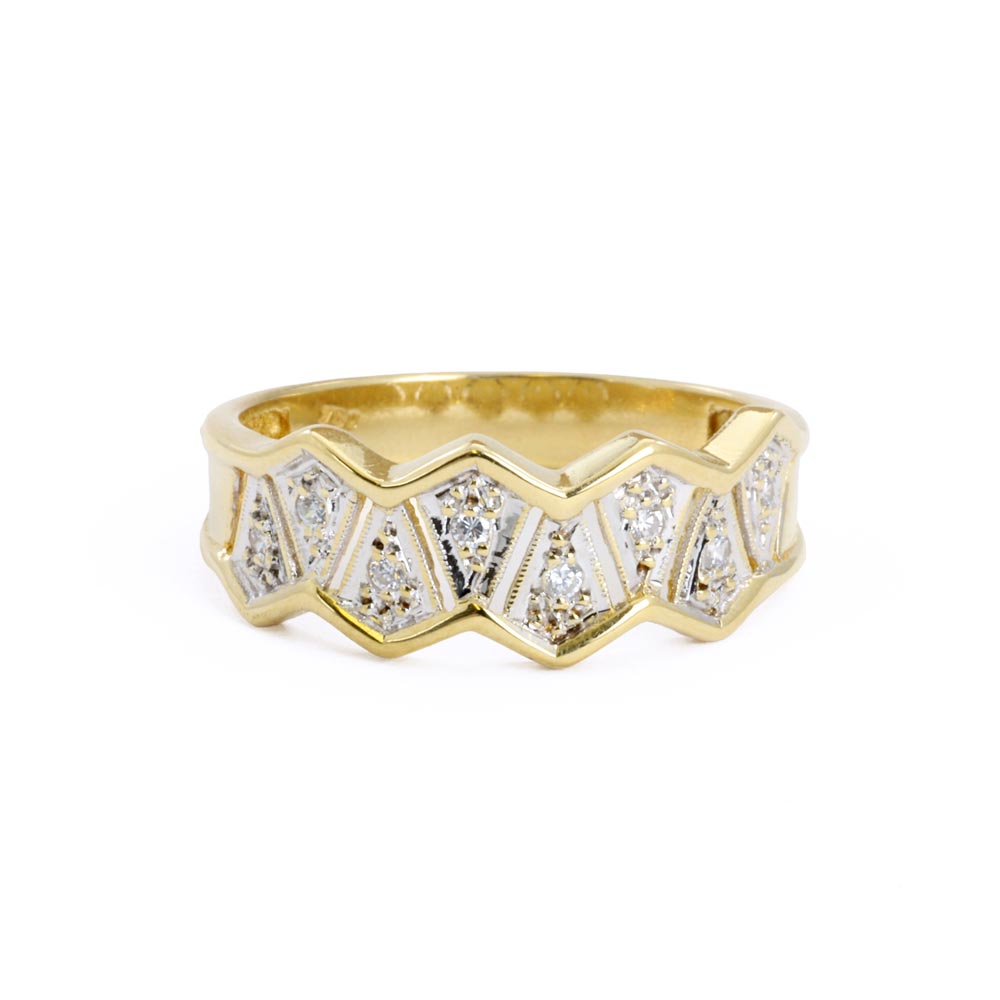 Bague en Or jaune 18k avec Zirconiums