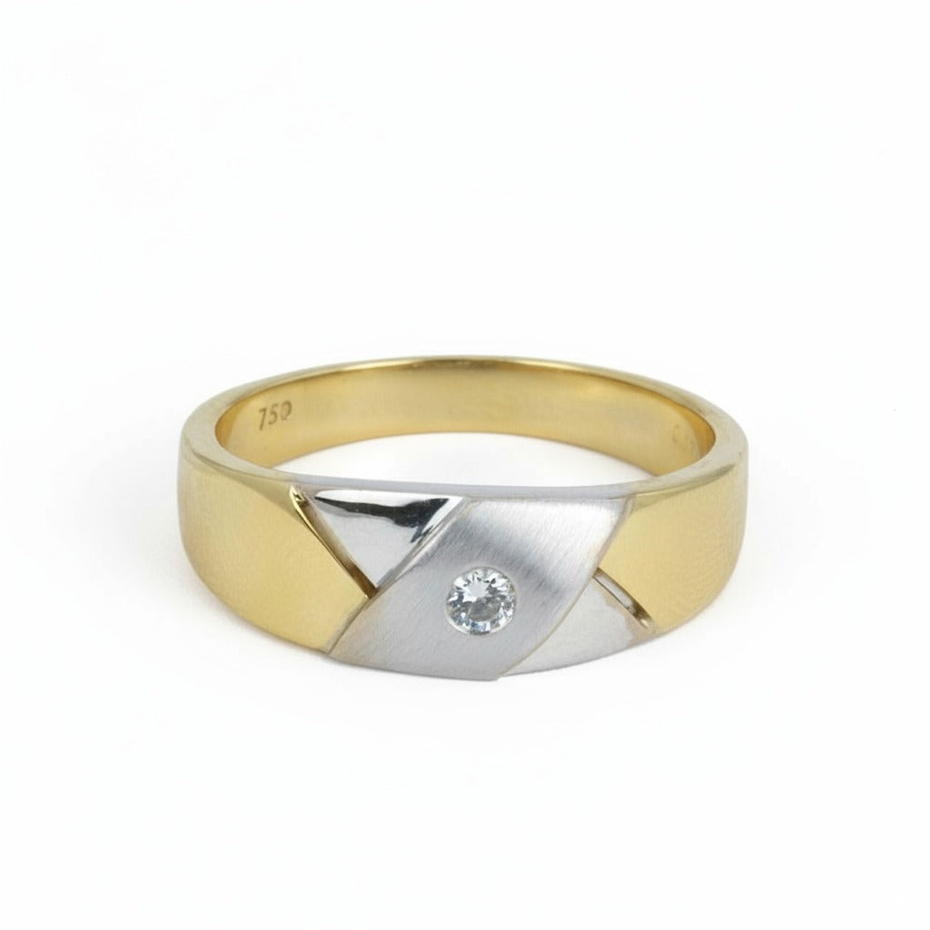 Bague en Or jaune et blanc 18k avec Diamant