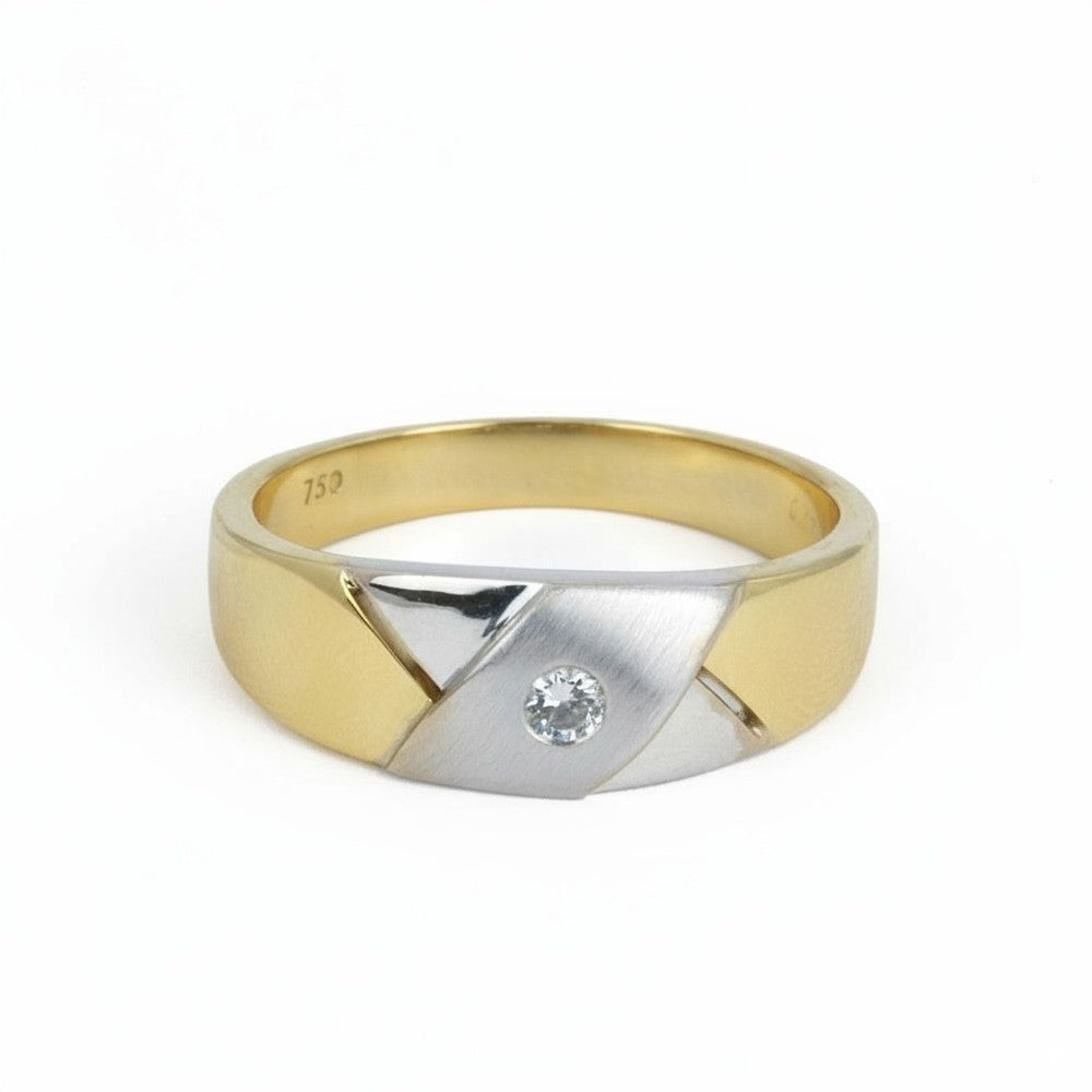 Bague en Or jaune et blanc 18k avec Diamant