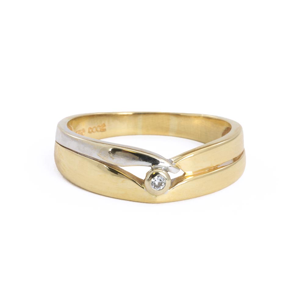 Bague en Or jaune et blanc 18k avec Diamant