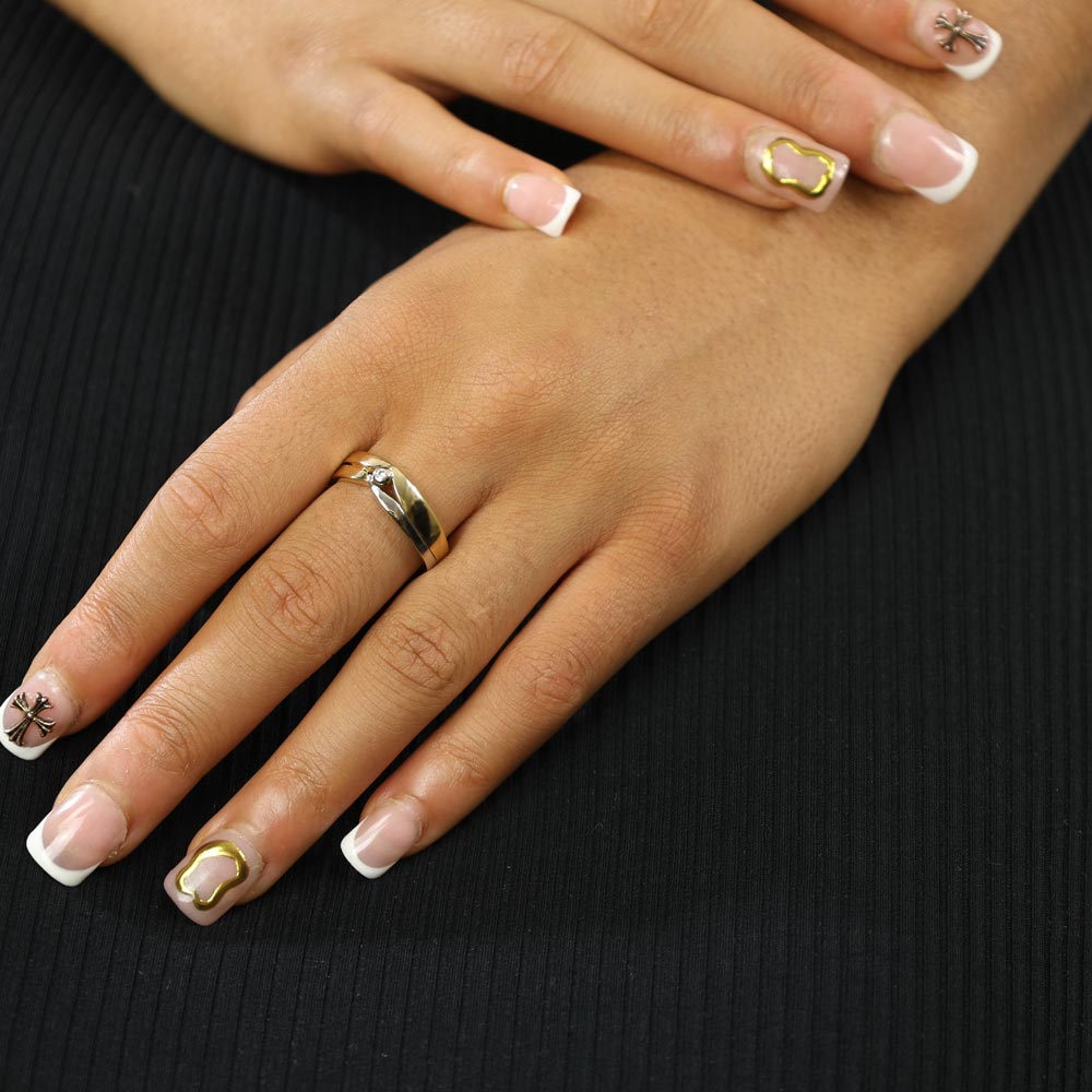 Bague en Or jaune et blanc 18k avec Diamant