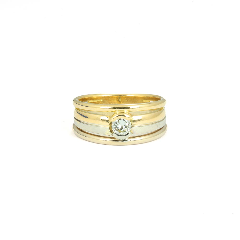 Bague en Or jaune et blanc 18k avec Diamant