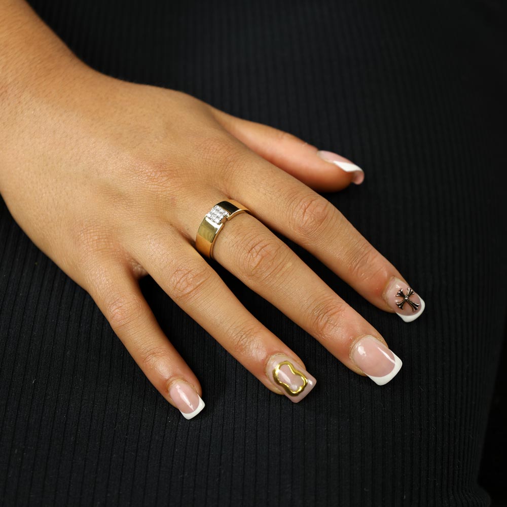 Bague en Or jaune et blanc 18k avec Diamants