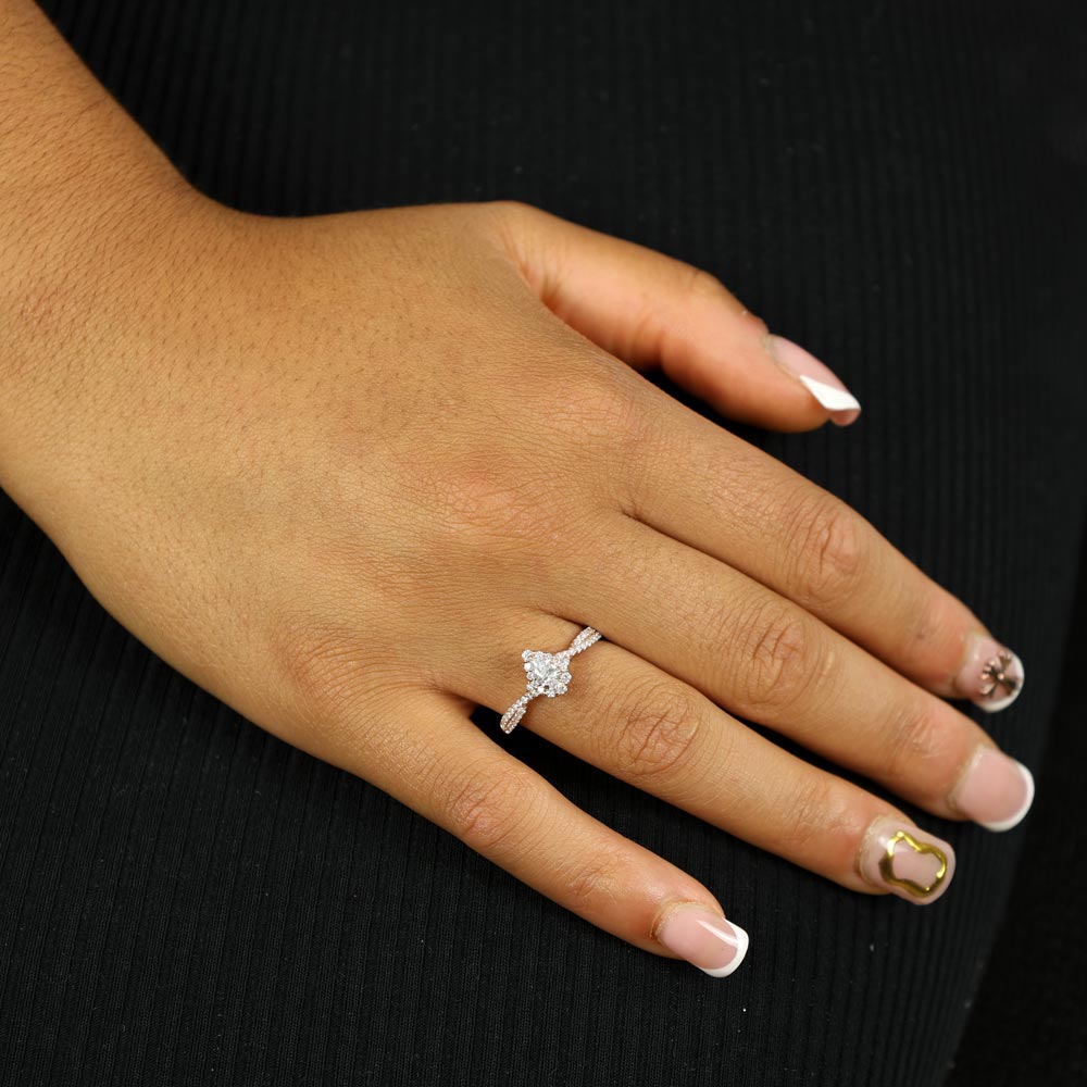 Bague en Or rose 14k avec Diamants
