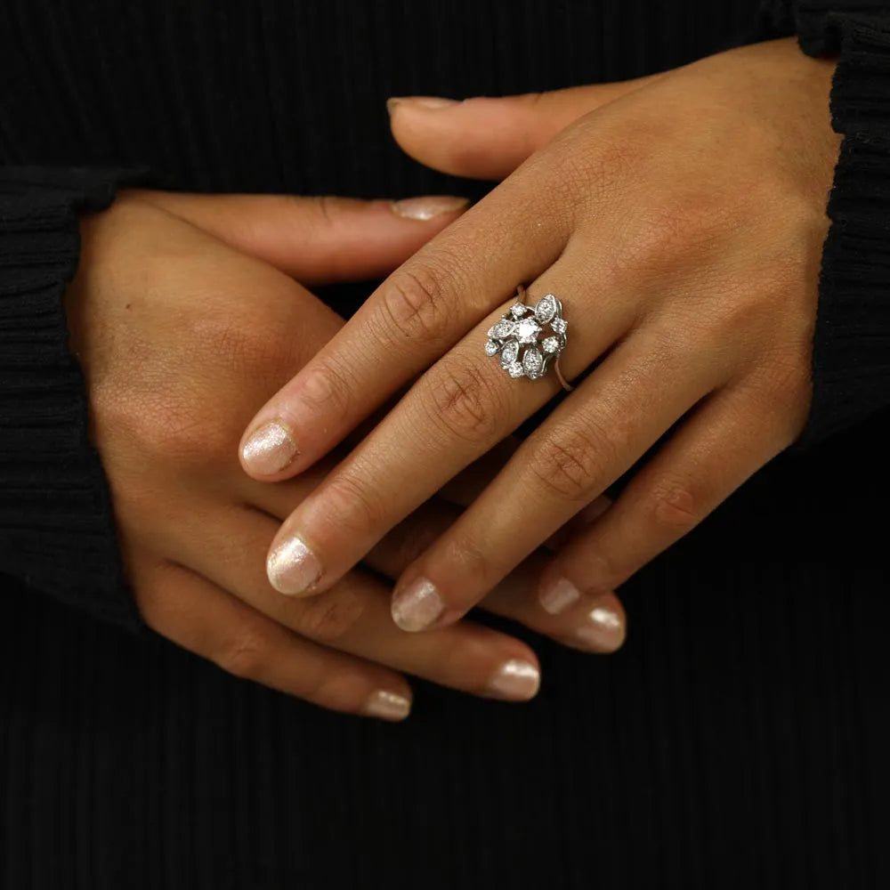 Bague en or blanc 18k avec Diamants