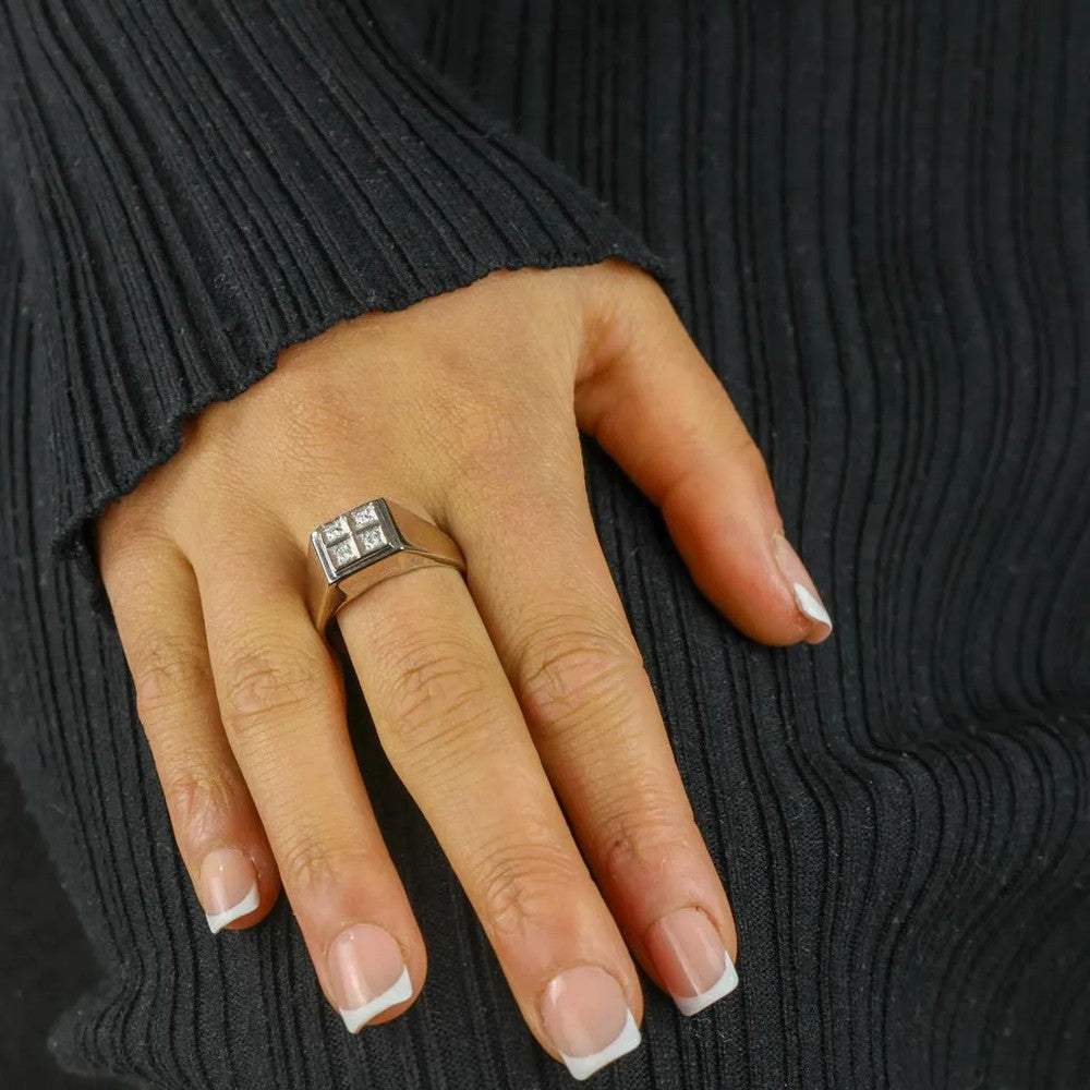 Bague en or blanc 18k avec Diamants