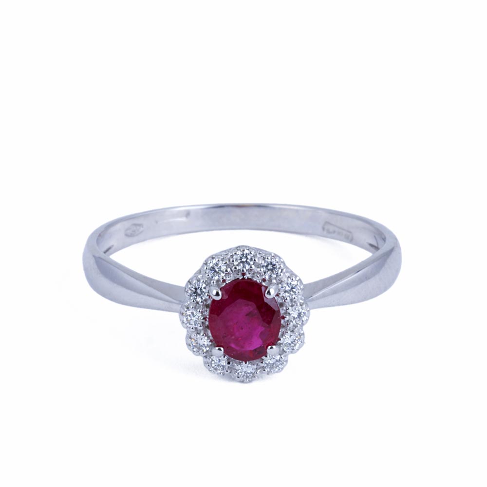 Bague en or blanc 18k avec Rubis et Diamants