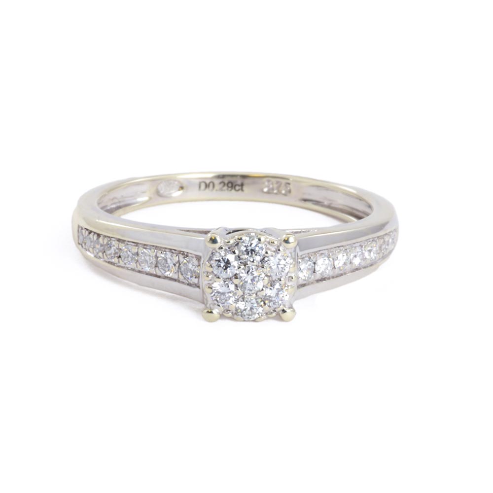 Bague en or blanc 8k avec Cubic zirconiums