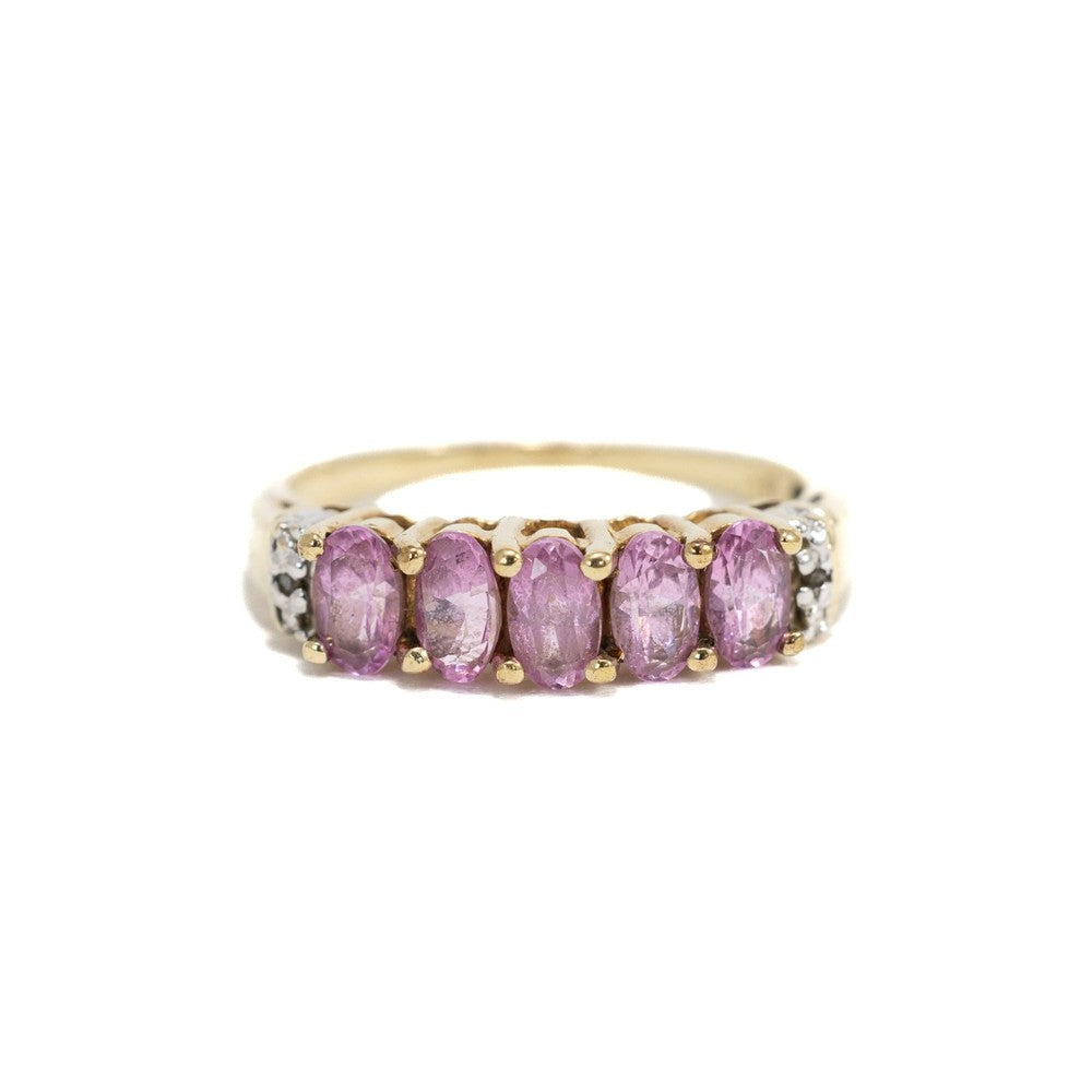 Bague en or jaune 14k avec Améthystes