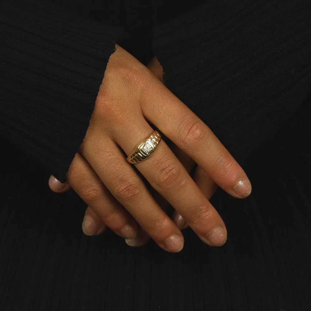 Bague en or jaune 14k avec Cubic Zirconium CZ