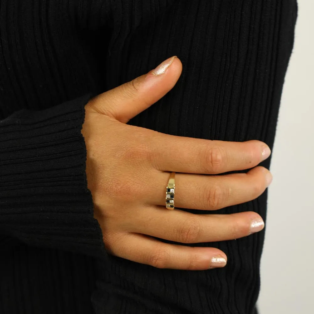 Bague en or jaune 14k avec Saphirs et Diamants