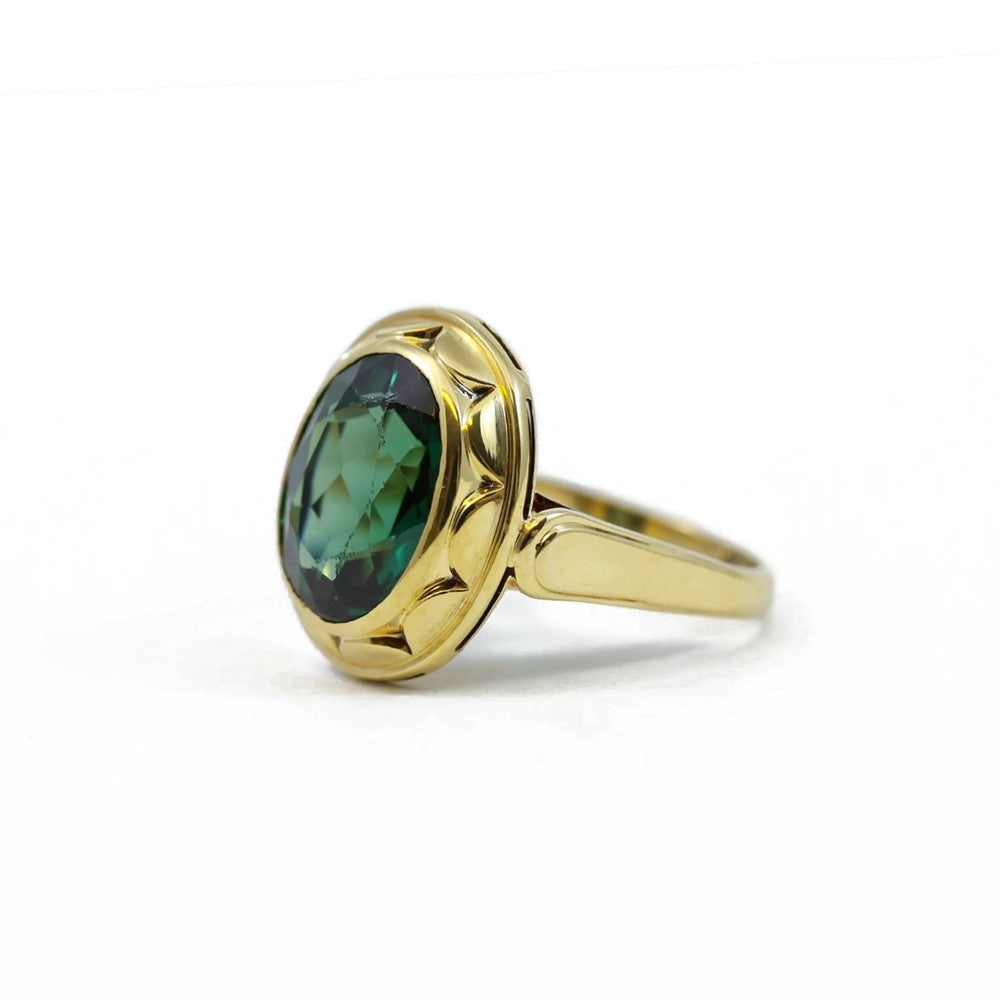 Bague en or jaune 14k avec Verre taillé