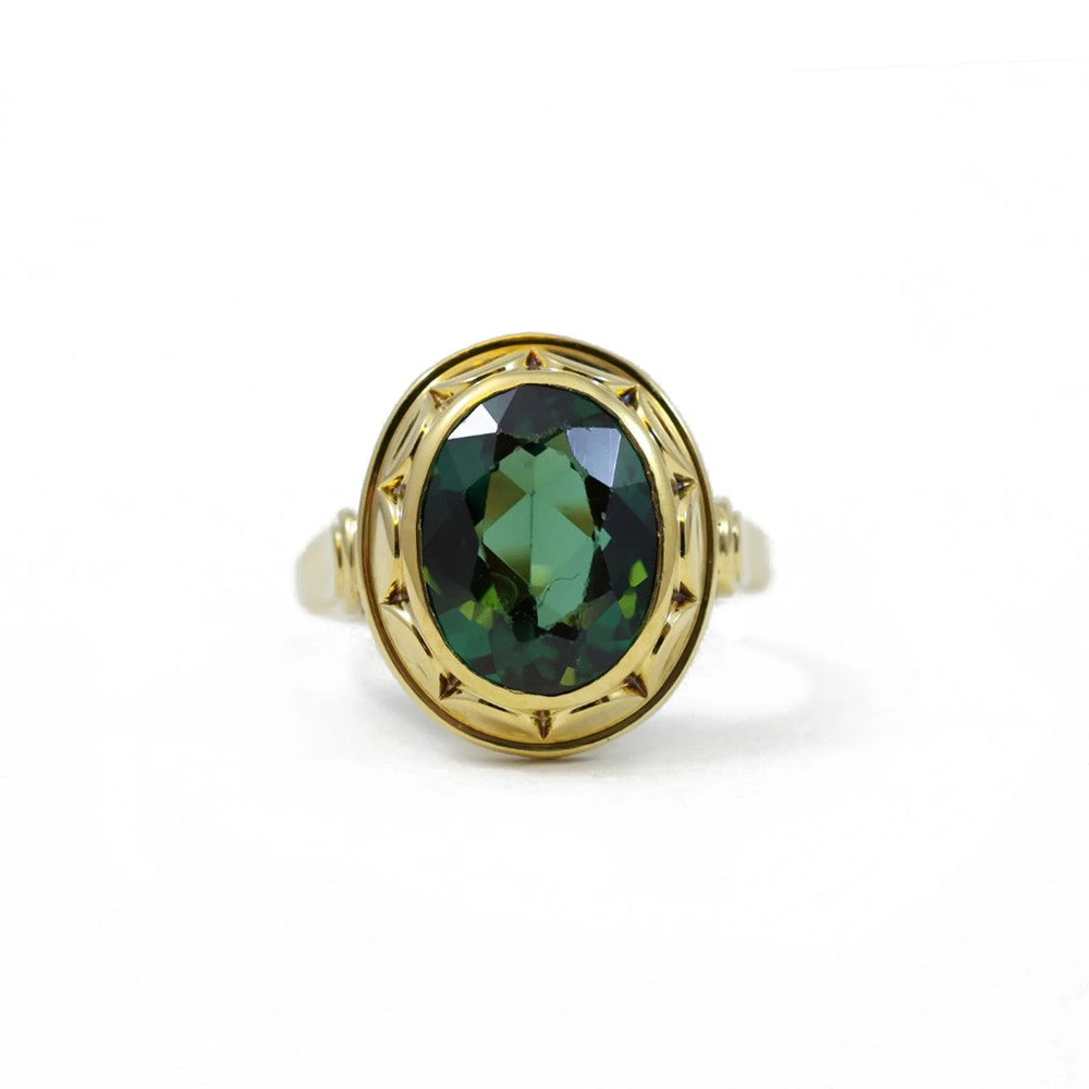 Bague en or jaune 14k avec Verre taillé