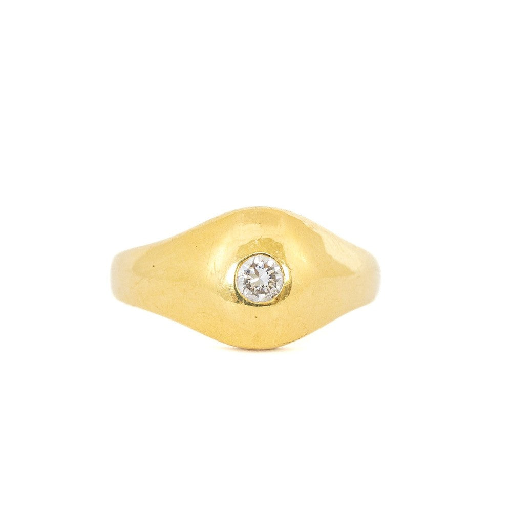 Bague en or jaune 18k avec Diamant
