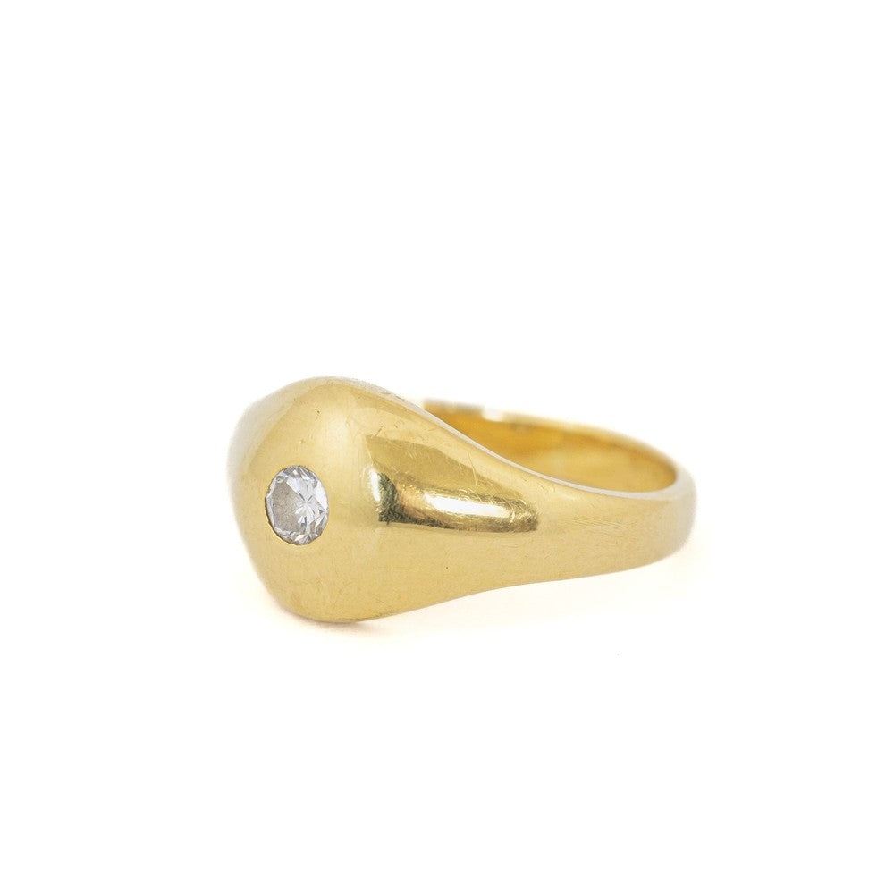 Bague en or jaune 18k avec Diamant