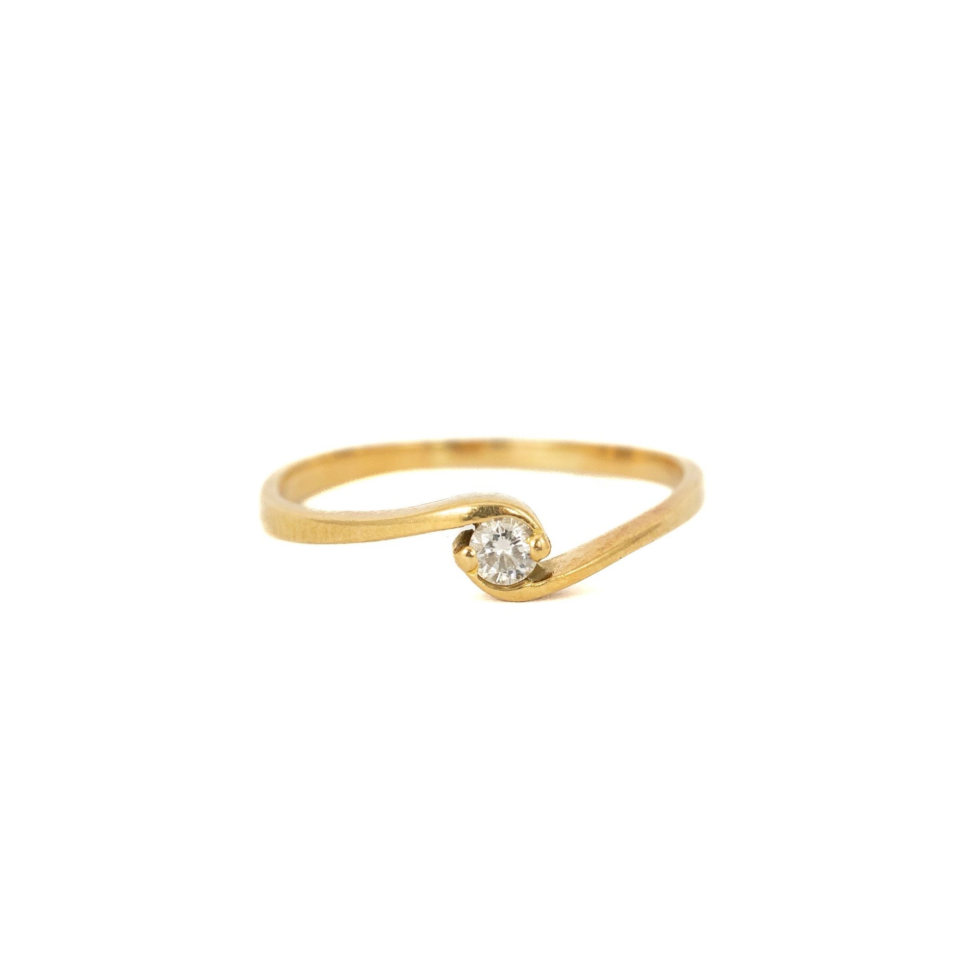 Bague en or jaune 18k avec Diamant