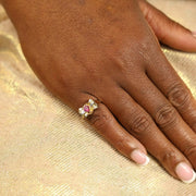 Bague en or jaune 18k avec Rubis synthétique
