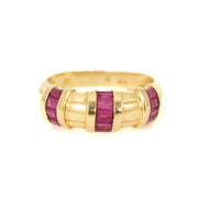 Bague en or jaune 18k avec Rubis synthétique