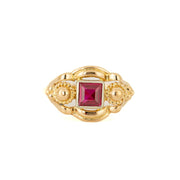 Bague en or jaune 18k avec Rubis synthétique