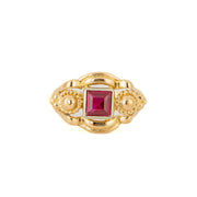Bague en or jaune 18k avec Rubis synthétique