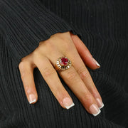 Bague en or jaune 18k avec Rubis synthétique